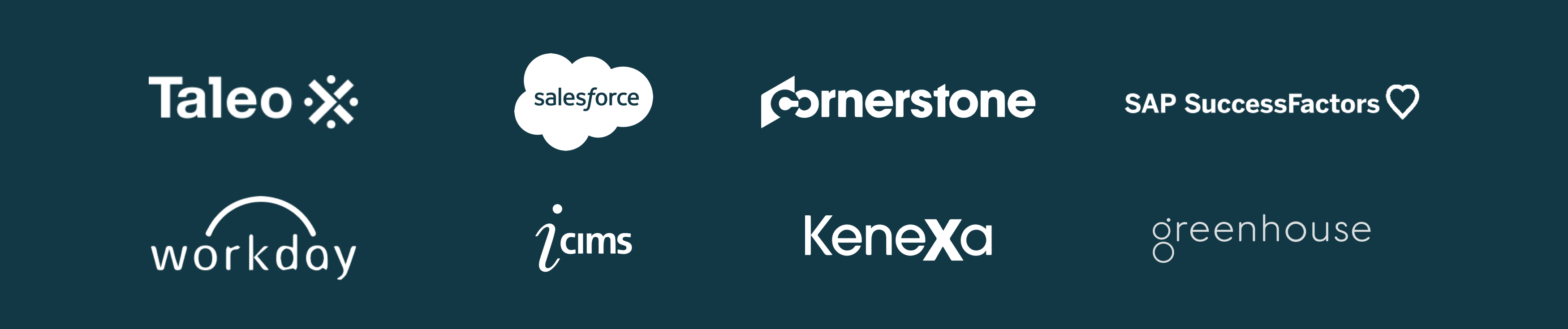 Yello works with all major applicant tracking system providers — including Taleo, Salesforce, Cornerstone, SuccessFactors, Workday, iCIMS, Kenexa, Greenhouse and more!