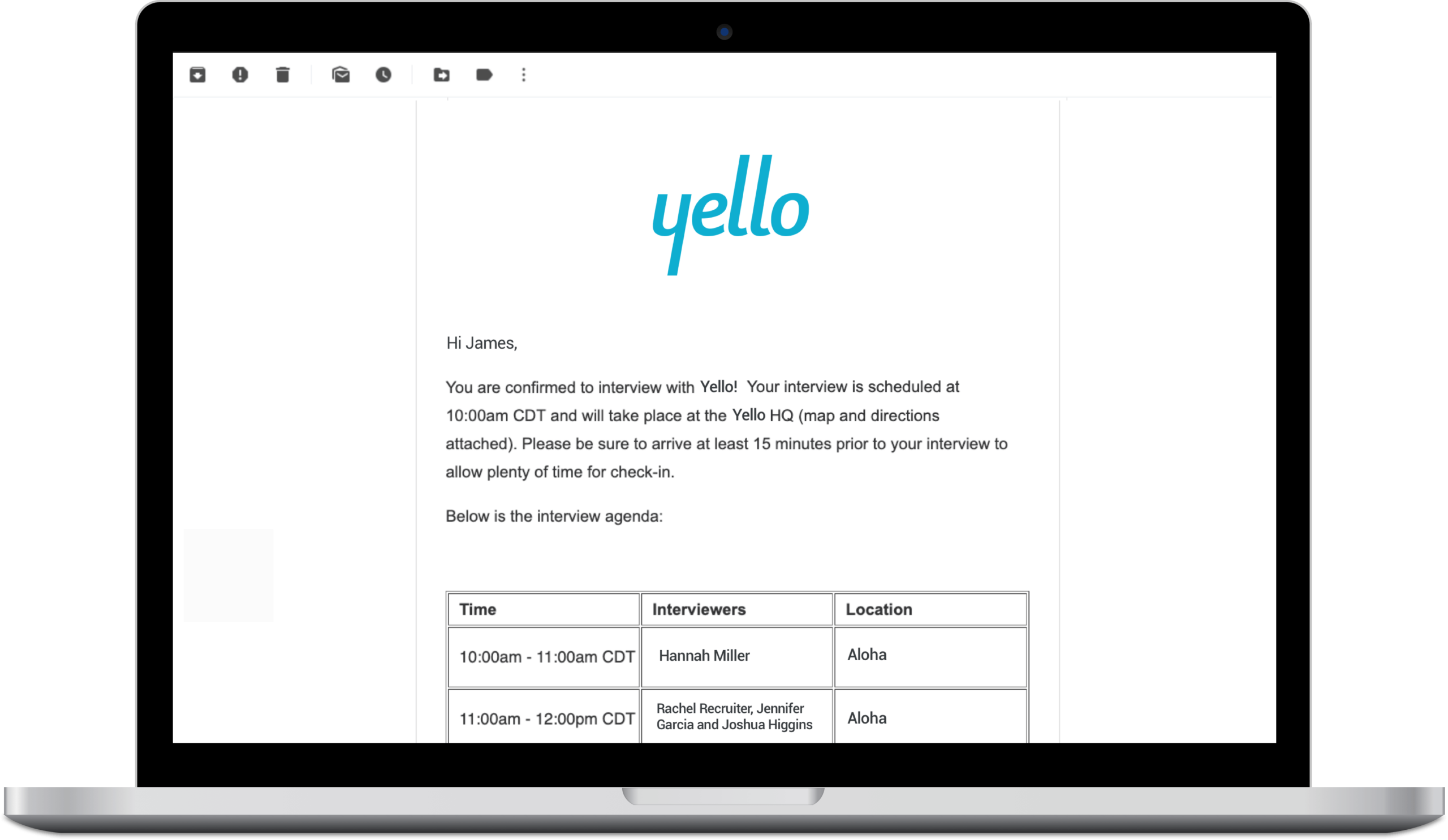 Yello product screenshot