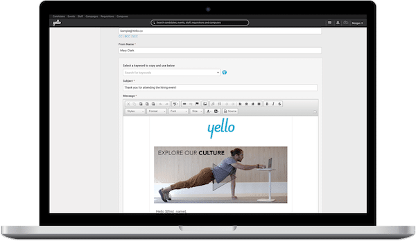 Emailing candidates with Yello screenshot