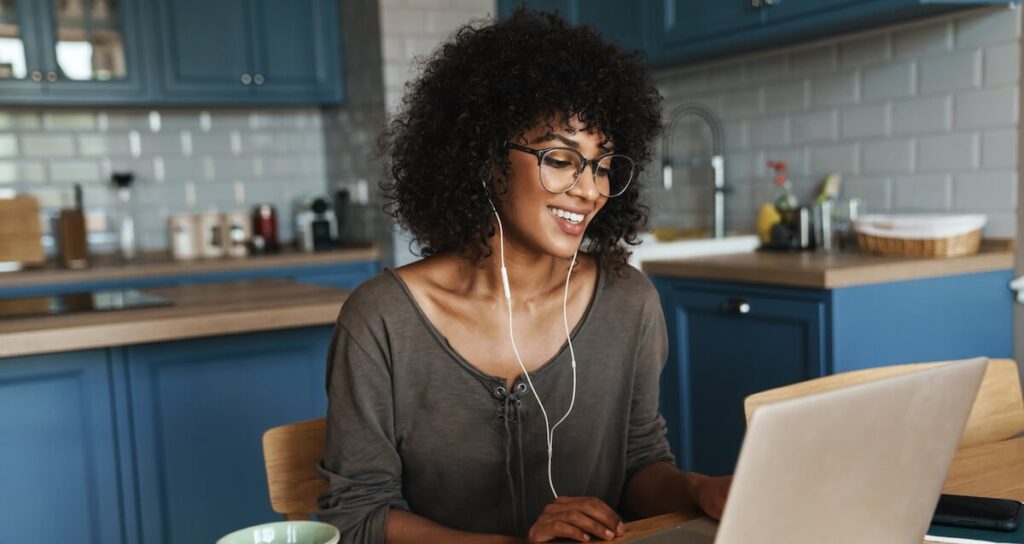 Smiling Black Woman Video Chat