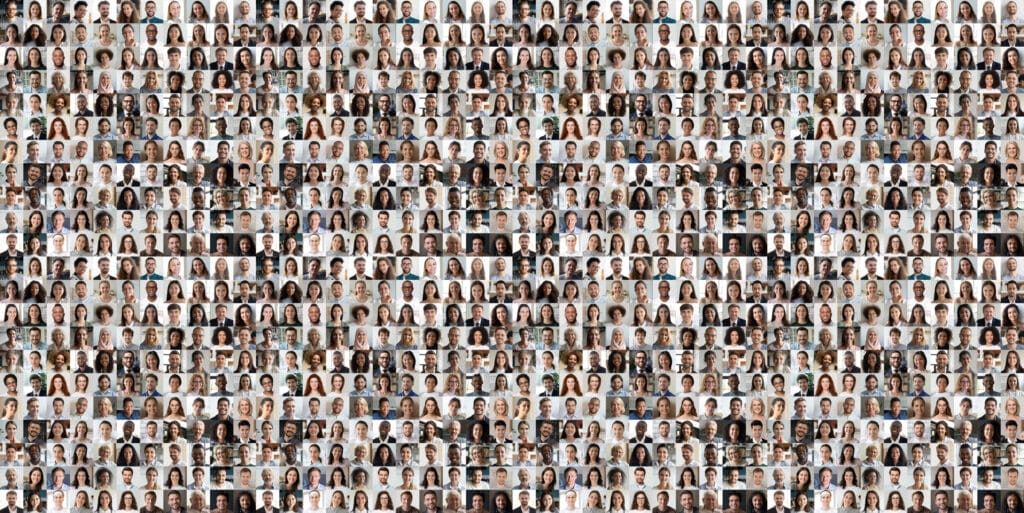 Image made up of hundreds of other images of job candidates profile pictures