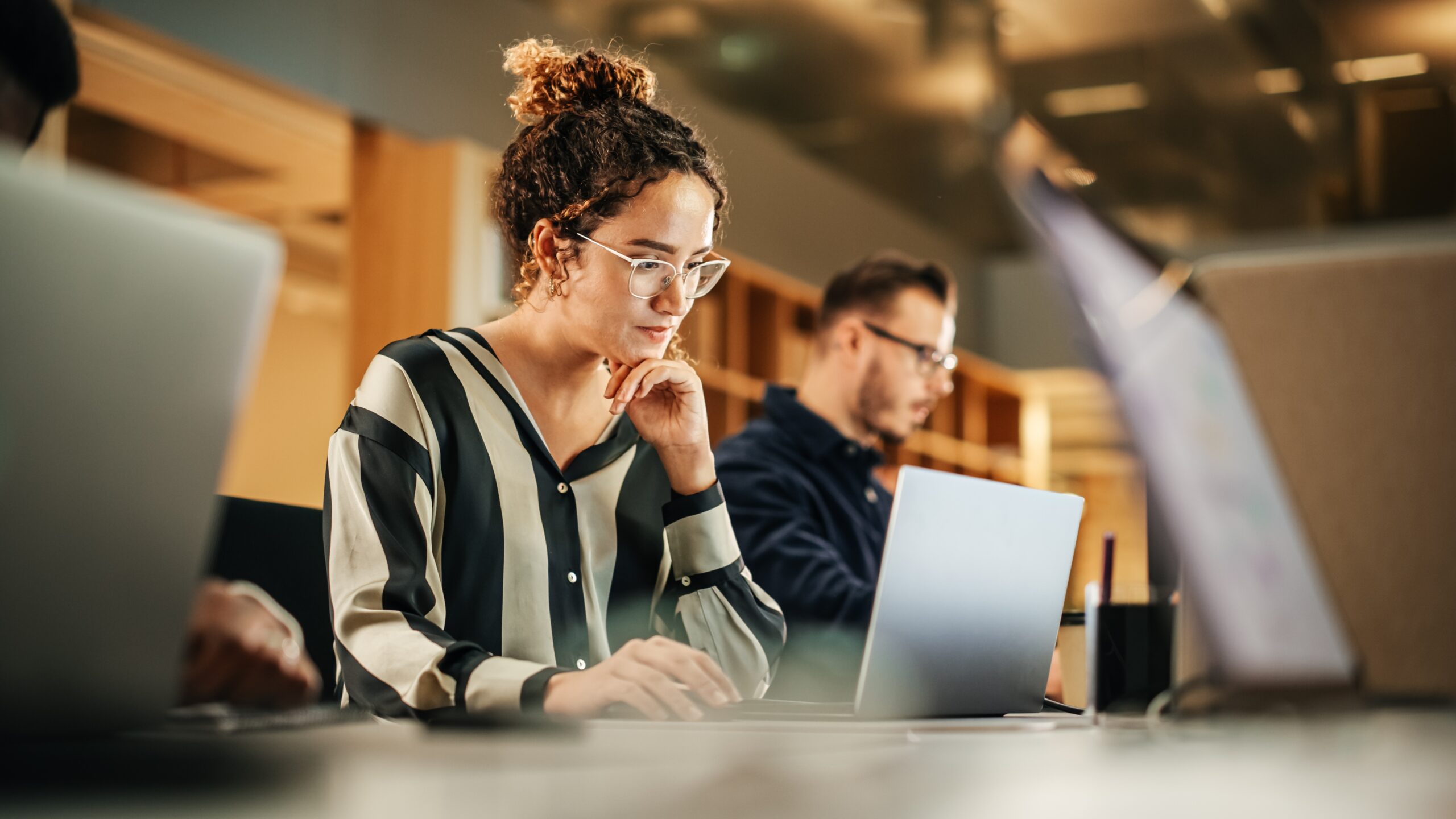 Portrait of person working on computer